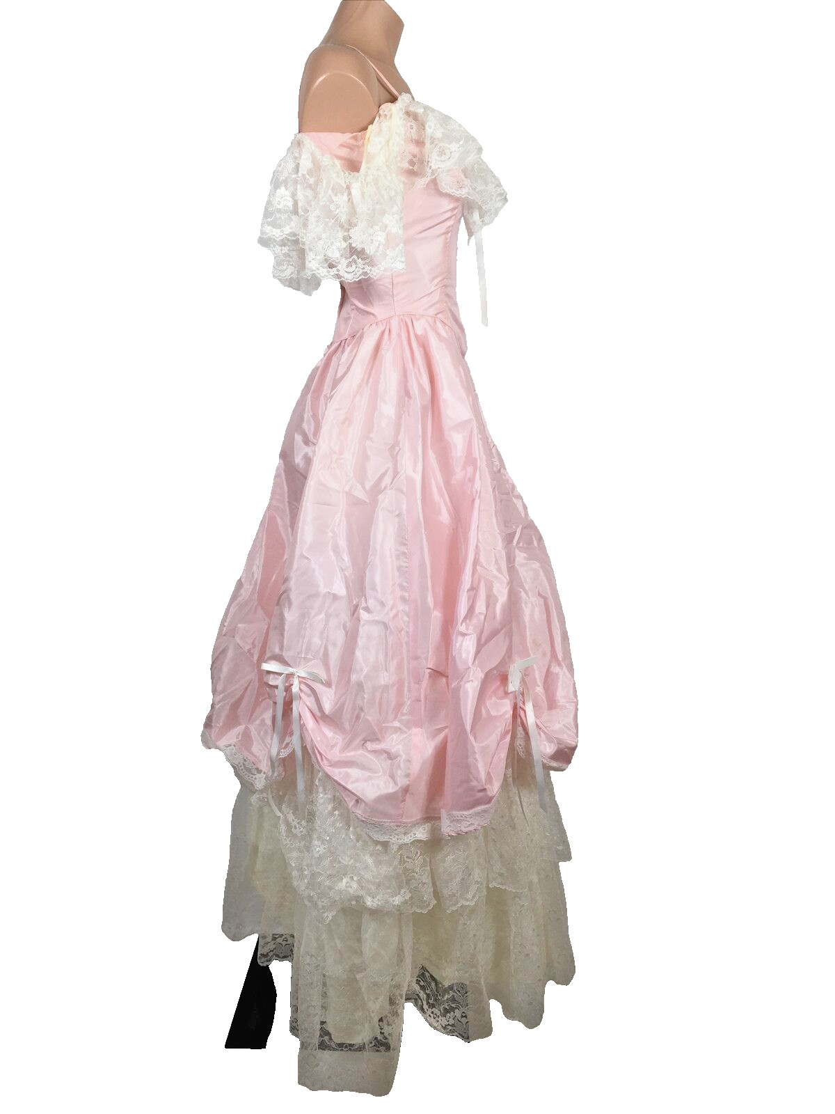 VTG FLIRTATIONS Gown Alfred Angelo Victorian Full Skirt Puffy Lace UNION XS/S