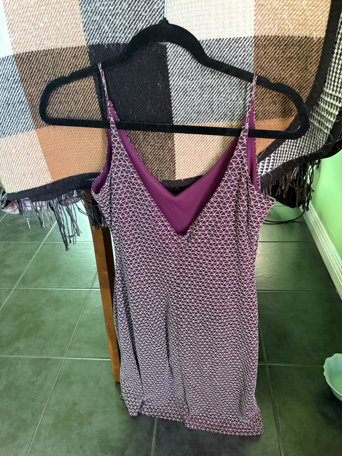 Vintage Diamond Sparkle Plum Purple And Silver Glitter Cocktail Party Dress M