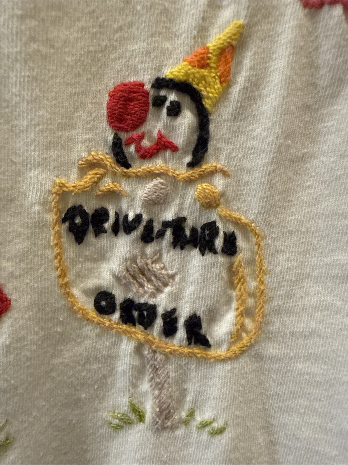 VTG 90s Swan Magic Hand Embroidered Shirt Sz Small Dog Party
