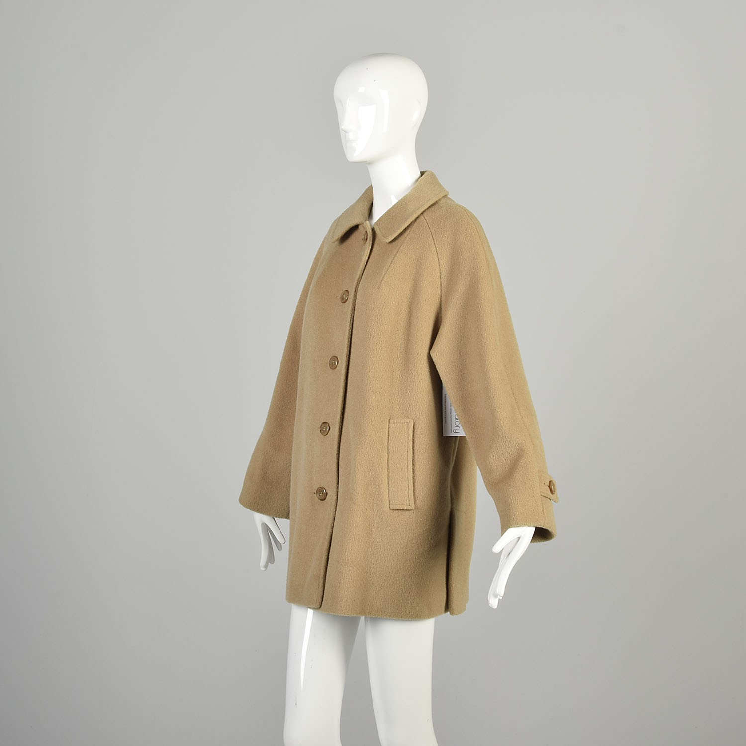 XL 1970s Tan Wool Coat Winter Raglan Sleeve Comfortable Classic Car Coat
