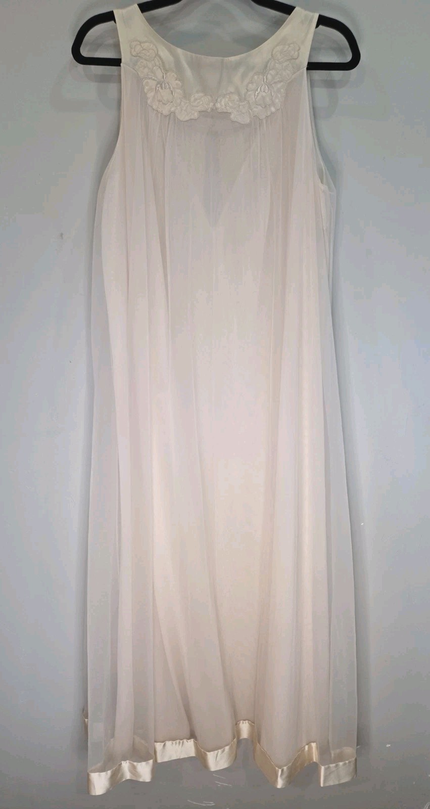 60s Gossard Artemis Butter Cream Nylon Chiffon Sheer Swing Nightgown Chemise