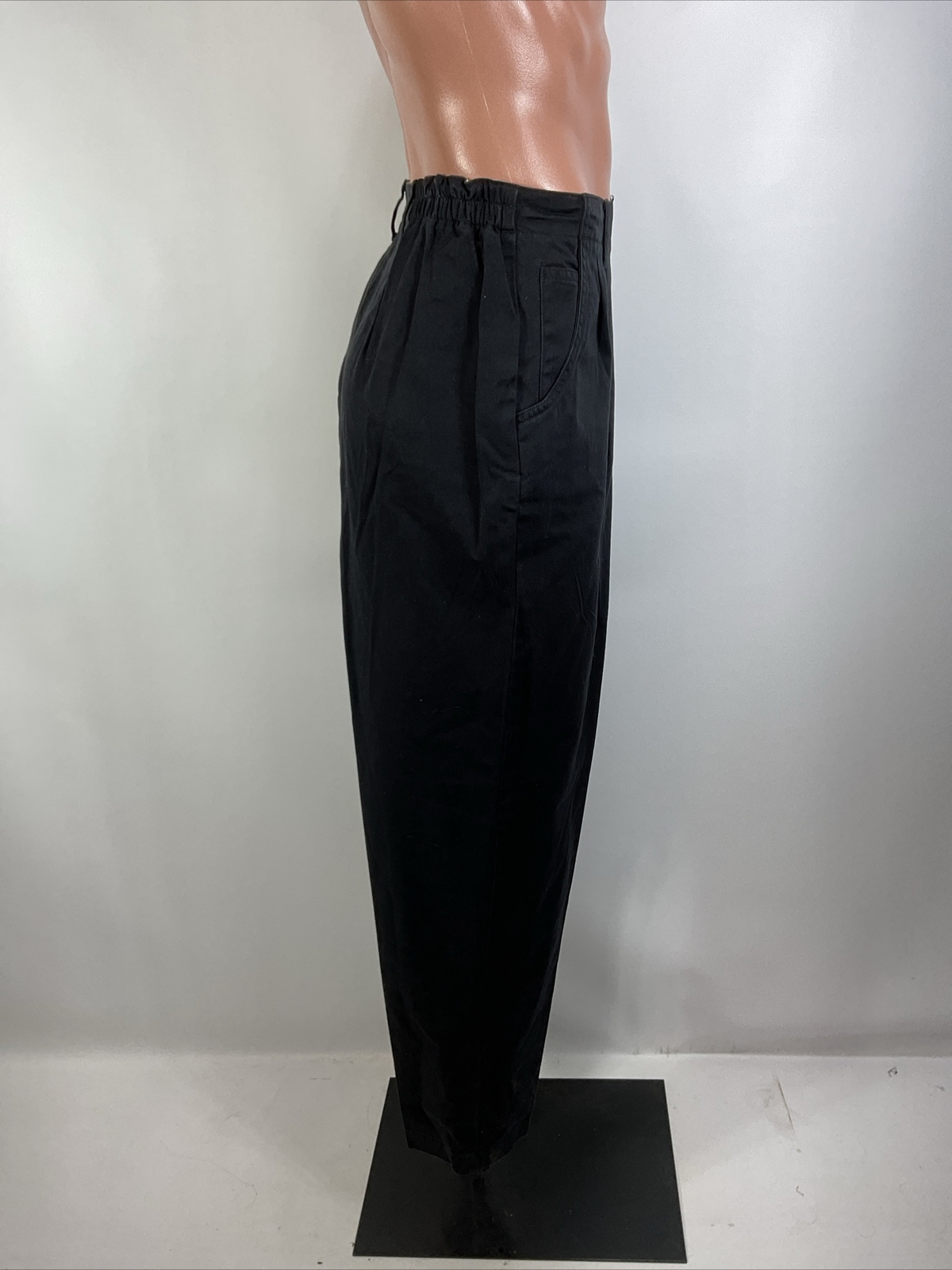 Vintage 90s 80s Cherokee Pleated Pants PLUS 18W Short Black Tapered Chino NEW