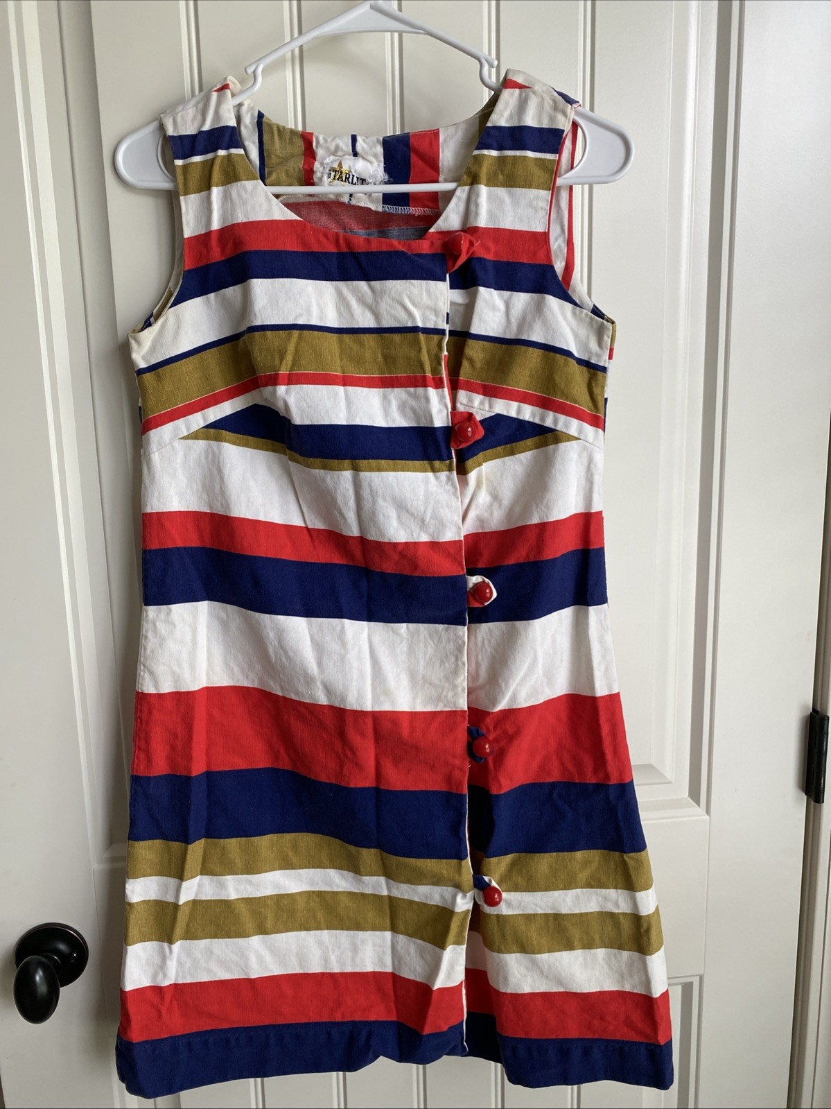 Starlite of Miami Vintage Dress small S 70’s resort sleeveless coastal cotton XS