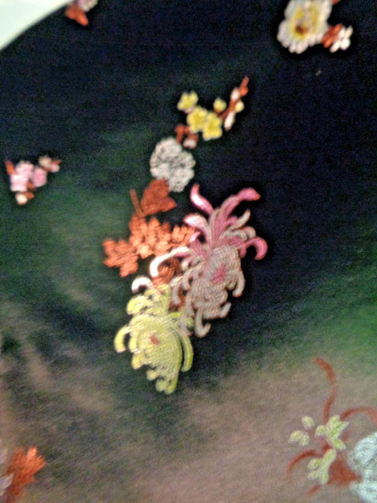 Vintage black Chinese jacket with flowers large