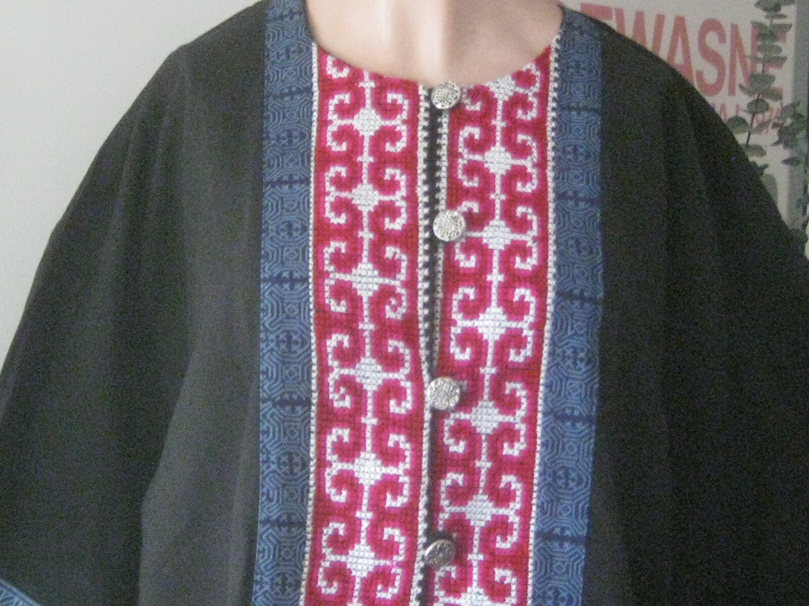HMONG Hill Tribe WOVEN Embroidered Jacket Boho hippie ethnic Asia XL Fine