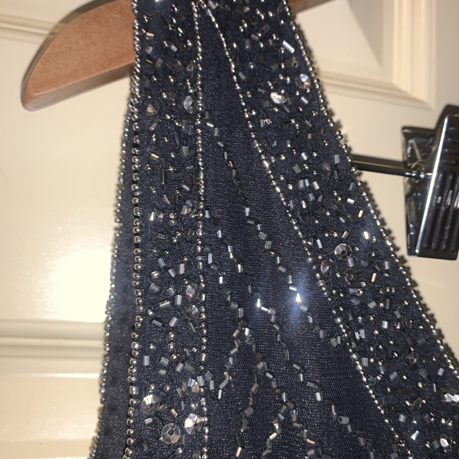 Flapper Dress 1920s Style Sequin Beaded Great Gatsby Party Size 20 Black /silvr