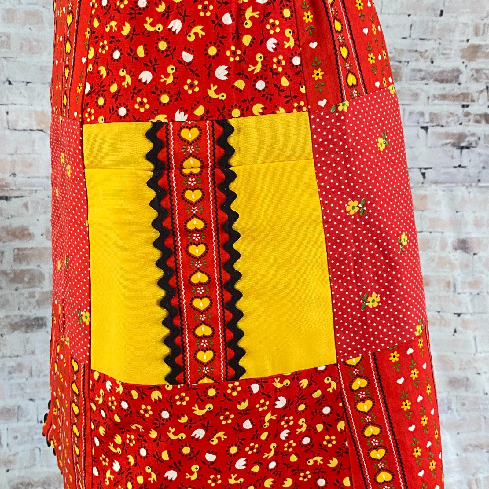 Womens 1970s Reversible Wrap Skirt Size Small Red Yellow