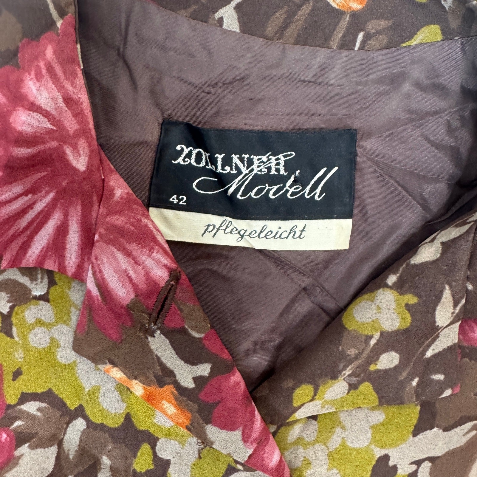 Vintage 1970s Zollner Modell German Floral Blouse Sheer Bishop Sleeve Peplum