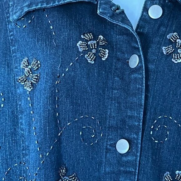 Beautiful FLASHBACK women’s blue denim beaded jacket – 2X