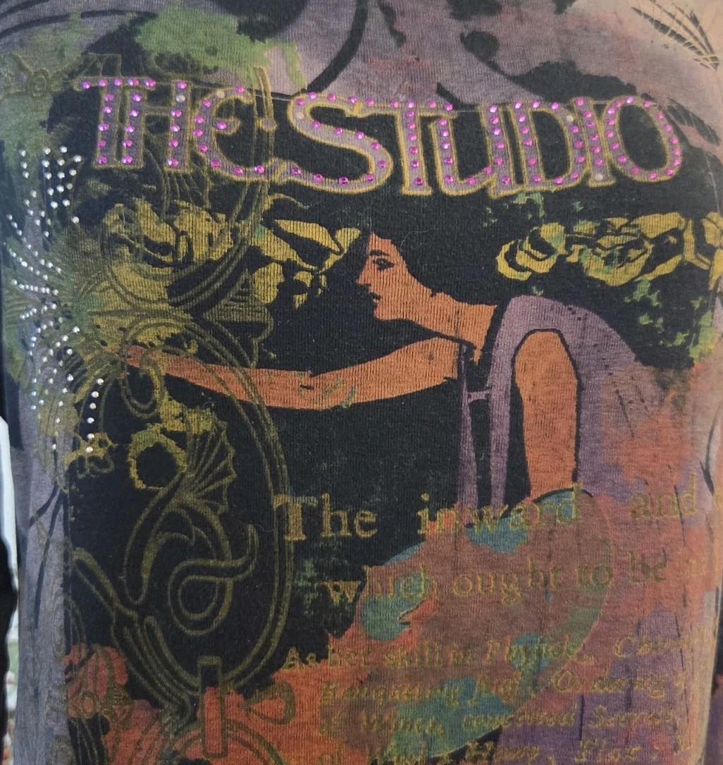 ⚡️90’s SUZIE IN THE CITY Sz XL Art 🦚Nouveau Print Top *read*