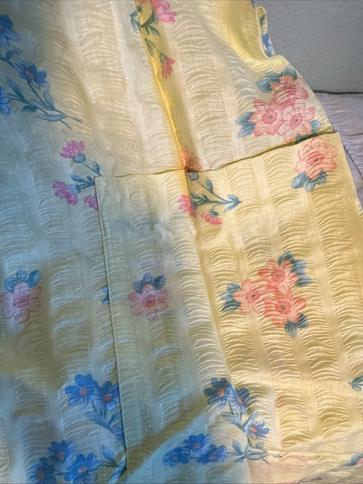 Vintage Housecoat Robe 3X Smart Time Yellow Floral Seersucker NOS NEW TAGS
