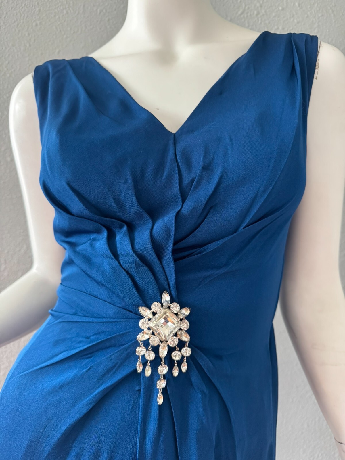Vintage 50s 60s Blue Glam CEIL CHAPMAN Cocktail Designer Dress XS