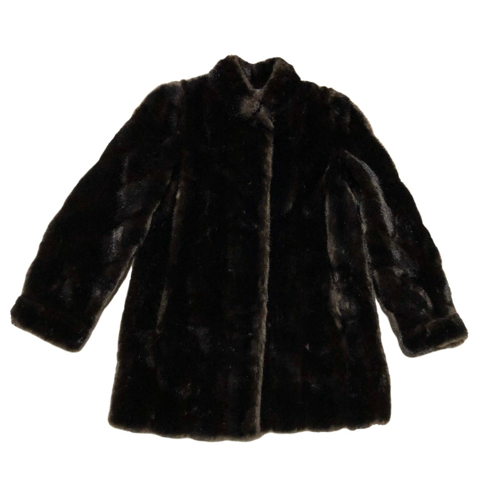 Vintage Hillmoor NY Tissavel France S/M Faux Fur Jacket Coat Brown Union Made