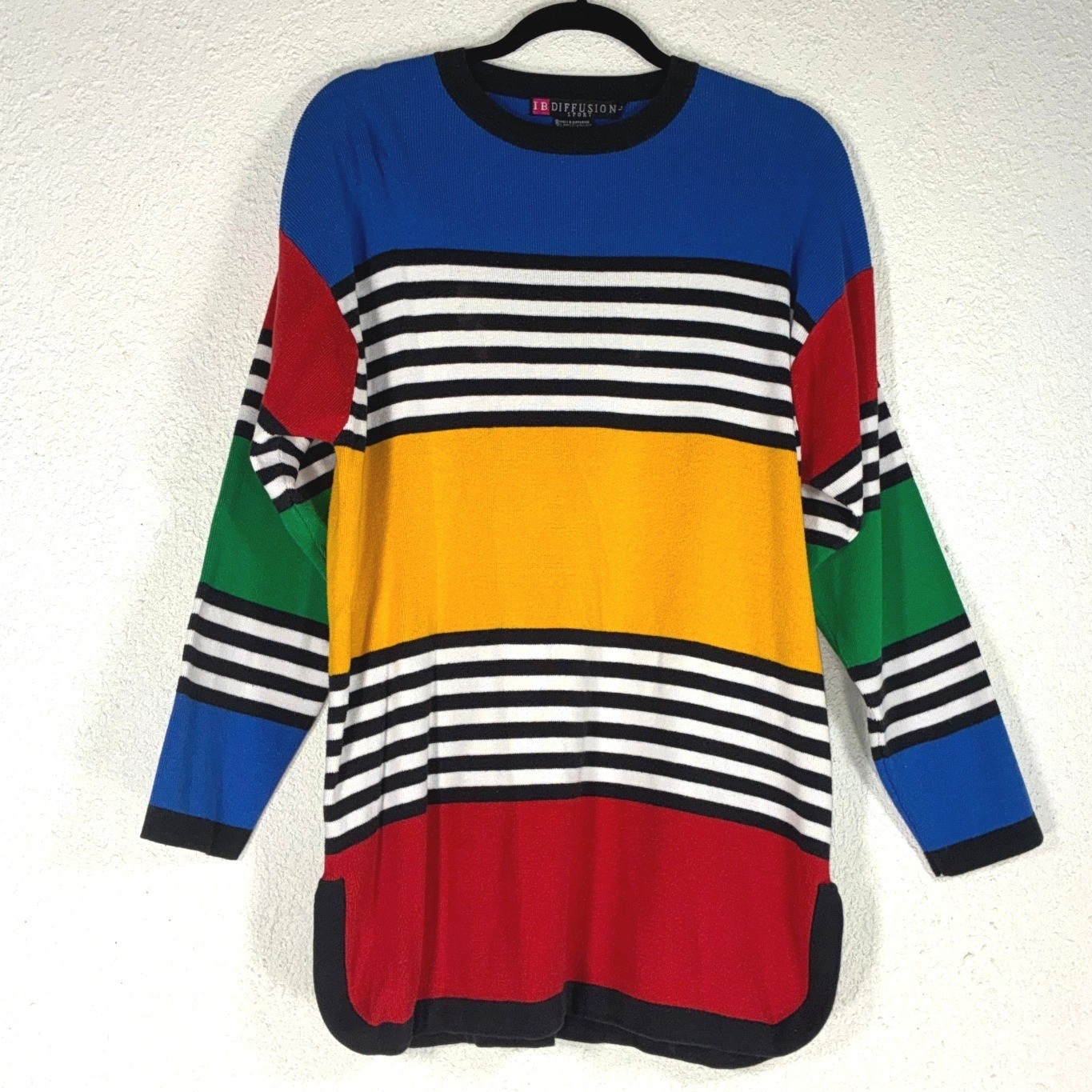 Vintage – I.B. Diffusion Multicolor Striped Sweater – L – Colorblock 90s Y2K top