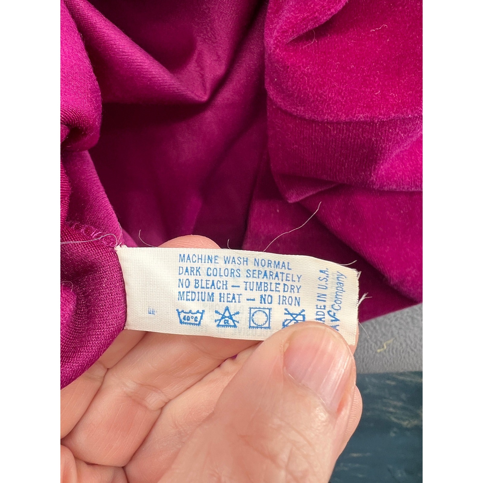 Vintage Vanity Fair Velour Kaftan Robe Magenta Pink Flutter Sleeve Maxi Dress XS