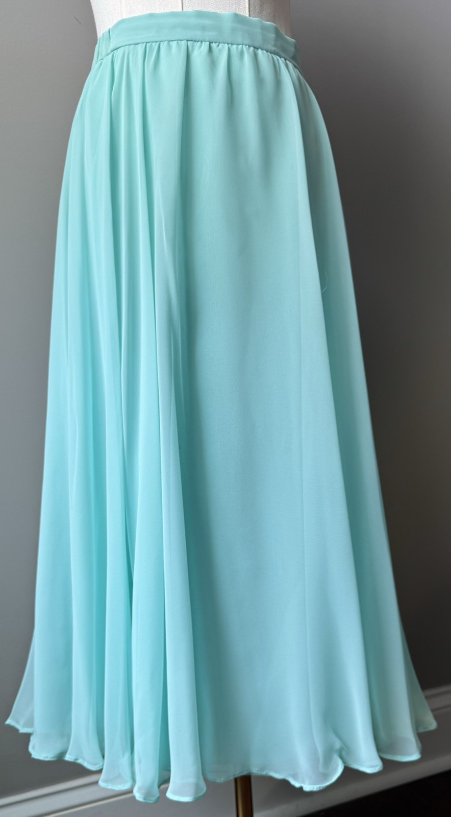 Lace Chiffon Outfit Set 2 Pc Green Skirt Top Formal Womens 12 Vintage Gene Roye
