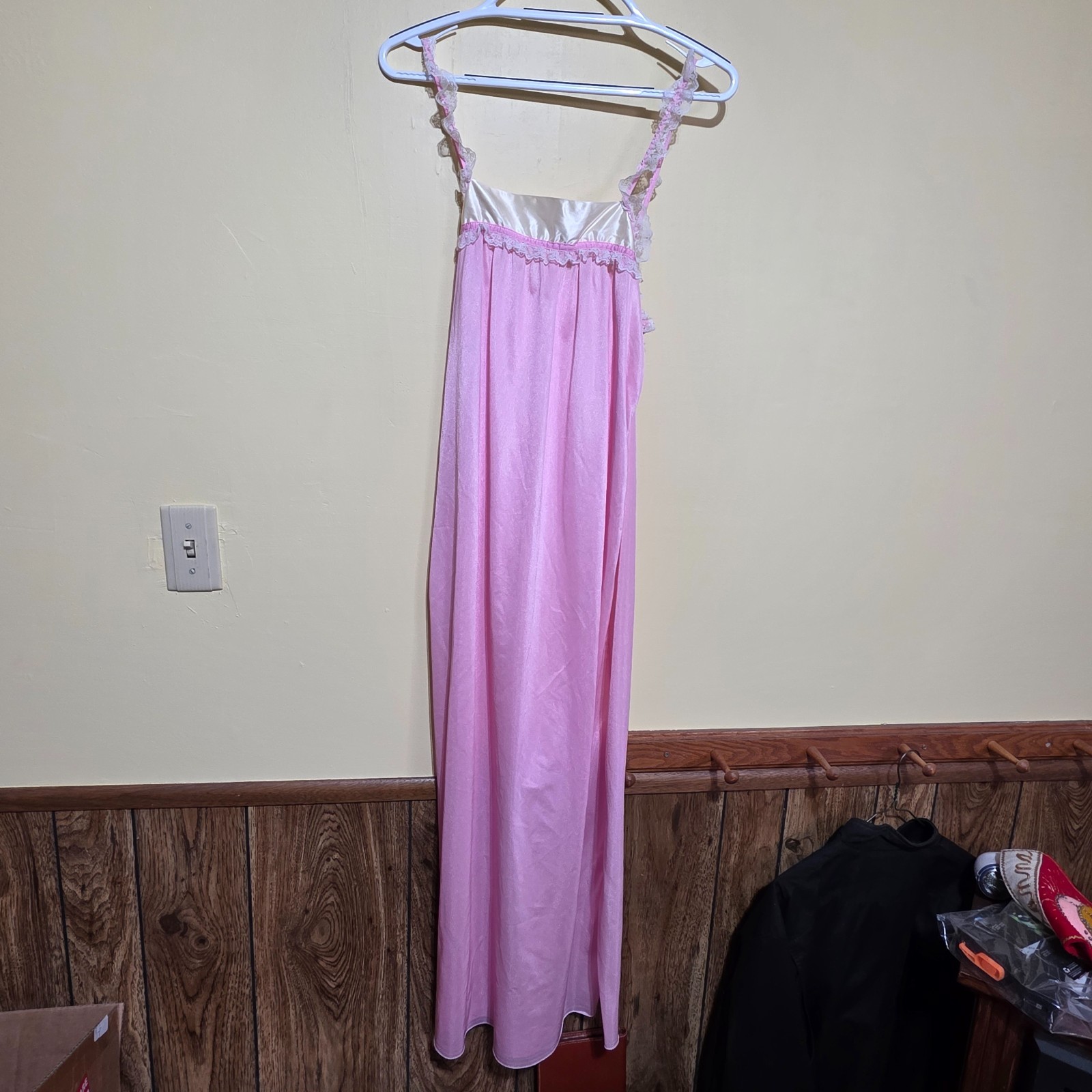 Dreamy Vintage Pink Peignoir Nightgown Robe Nylon Set Size Medium Miss Diva NY