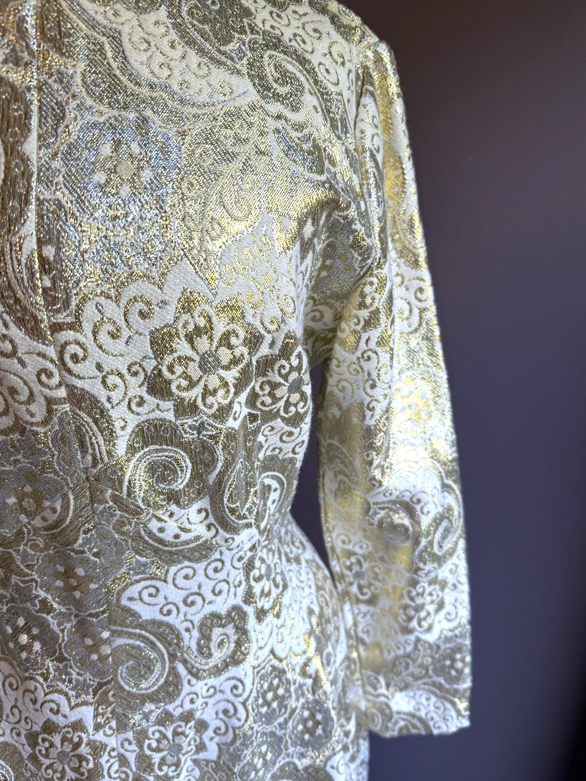 Vintage handmade Silver and Gold Brocade Dress, medium, Stunning !!