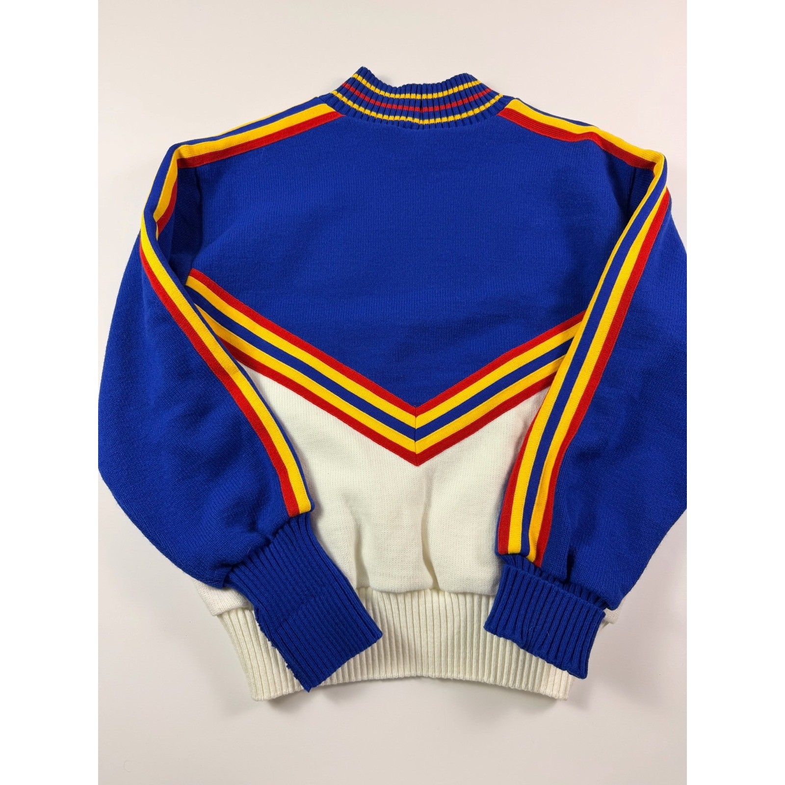 Vintage Varsity Spirit UCA Cheerleader Sweater Blue White Red Halloween Preppy