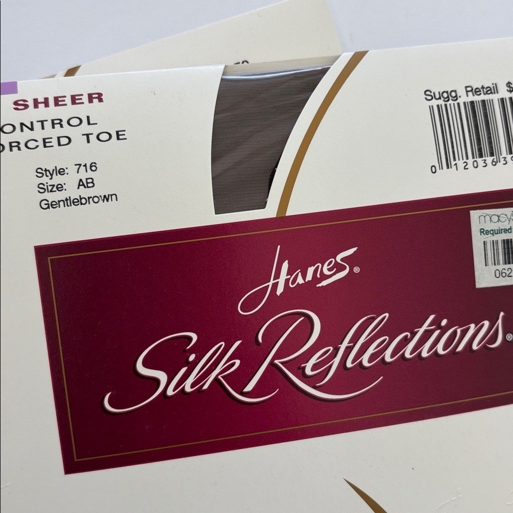 Vintage 2 Hanes Silk Reflections NC Reinforced Toe Pantyhose AB Gentlebrown 716