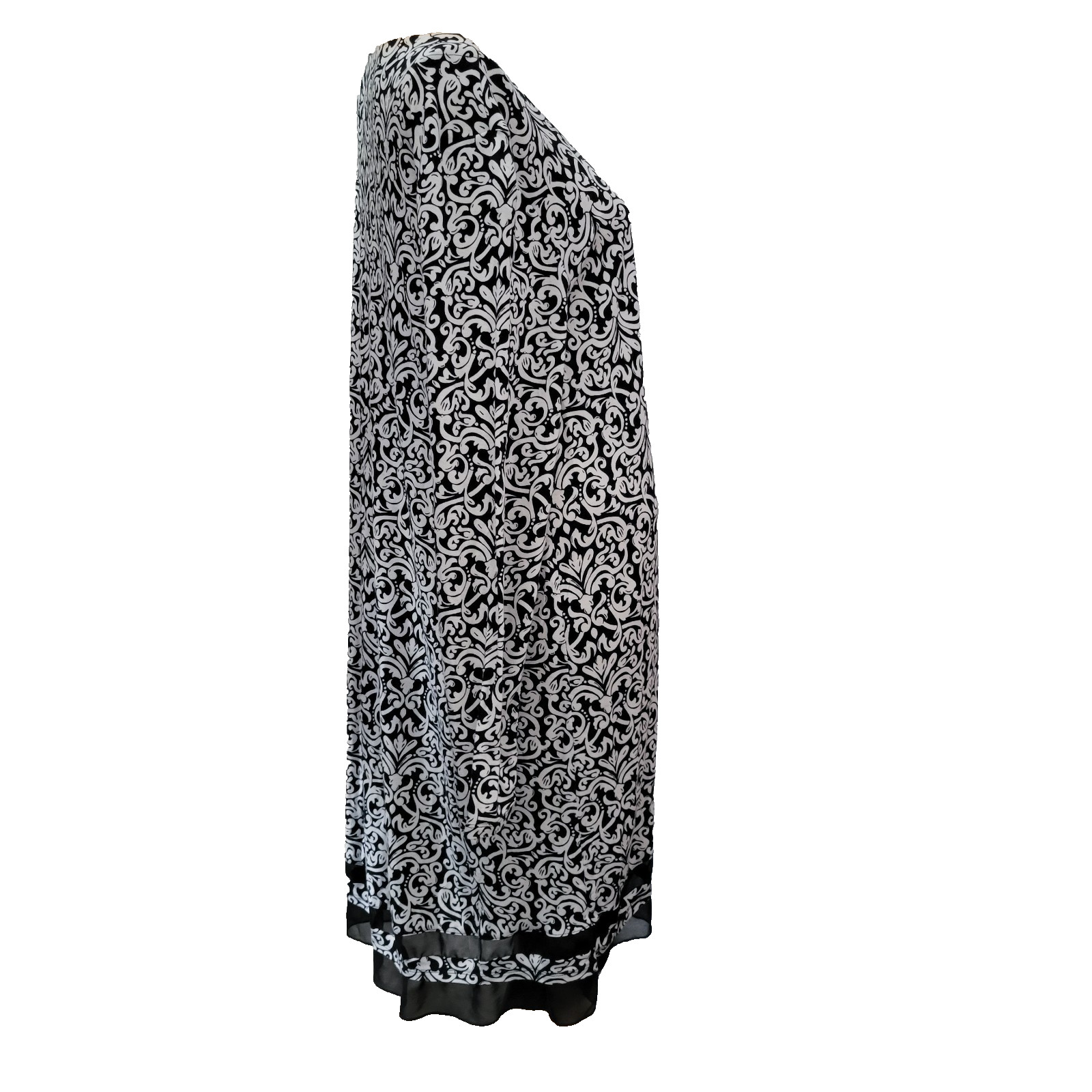 Anne Klein Dress Nightgown B/W chiffon trim Med Classic feminine Retro Flowy Y2k