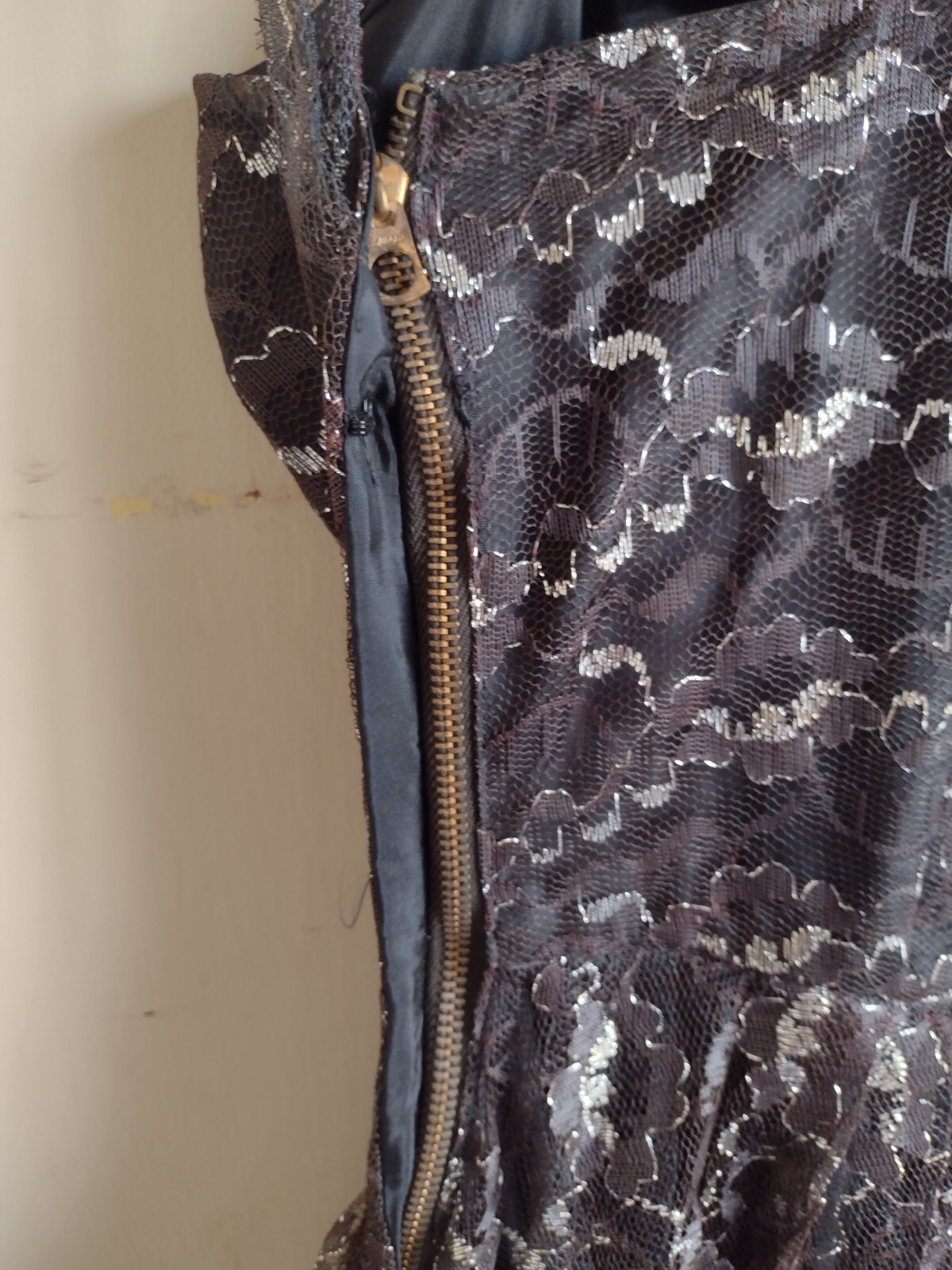VTG 50s Lace Prom Dress Nip Waist Full Skirt Pinup Whimsigoth Mid Century 60s