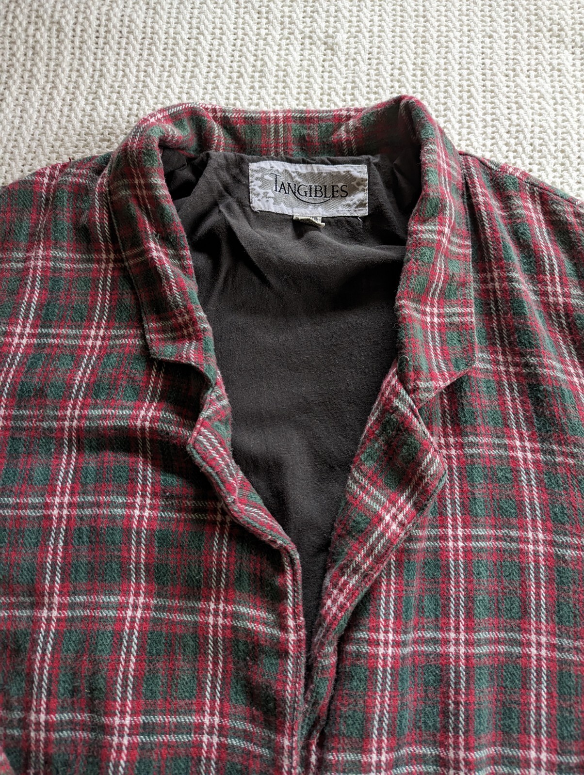 VTG Tangibles Shirt Jacket Blazer 1 Button Front Red Plaid Flannel Womens Medium