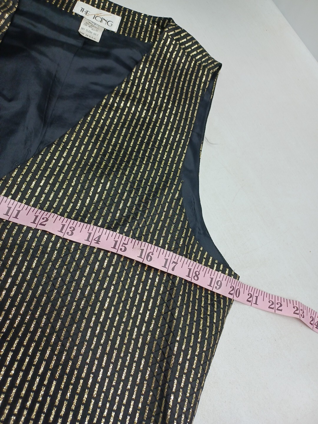 Vtg Womens The Icing Vest Black Gold Tone Striped Metallic Sz M