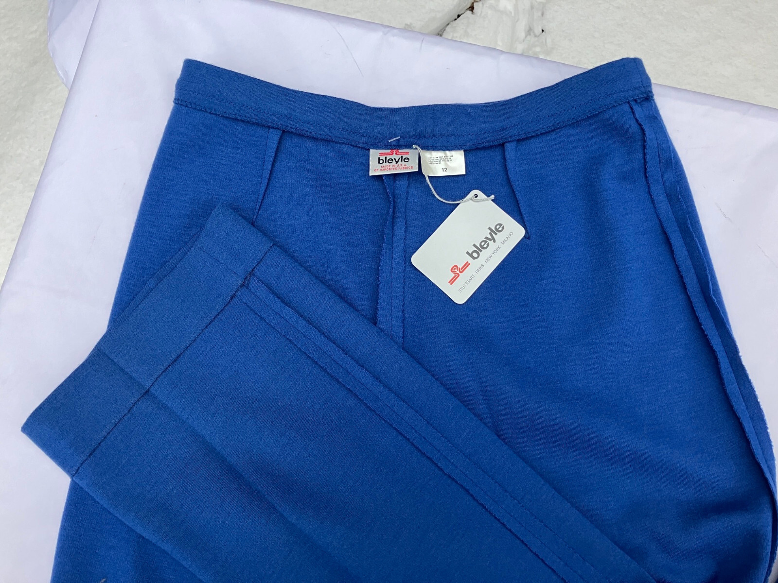 $310 orig NWT NOS sz 12 Bleyle suit pant jacket blue vintage virgin wool stretch