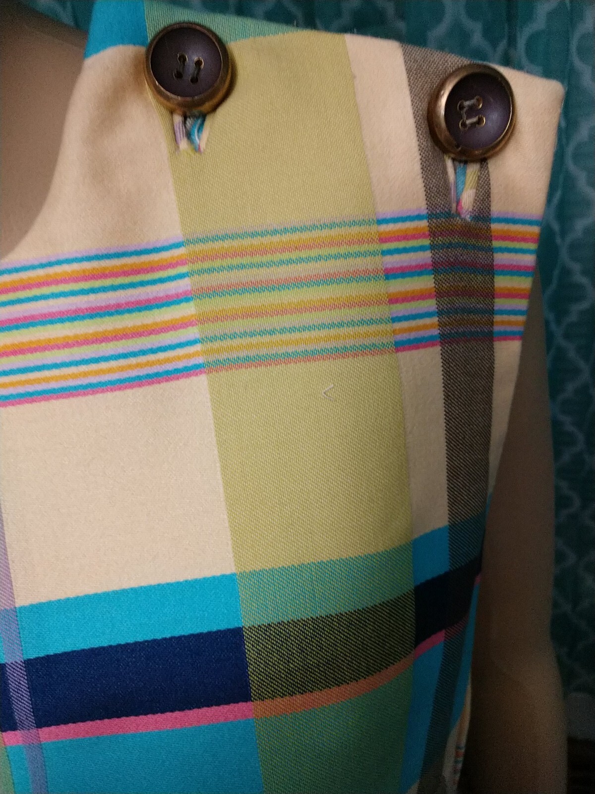 Vintage Nancy Greer 1960-1970’s bright stripes plaid Jumper NY
