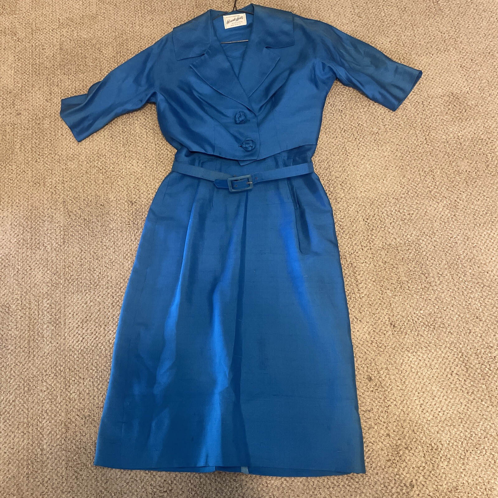 Vintage Alexander Lipton Dress Womens With Jacket Bright Blue
