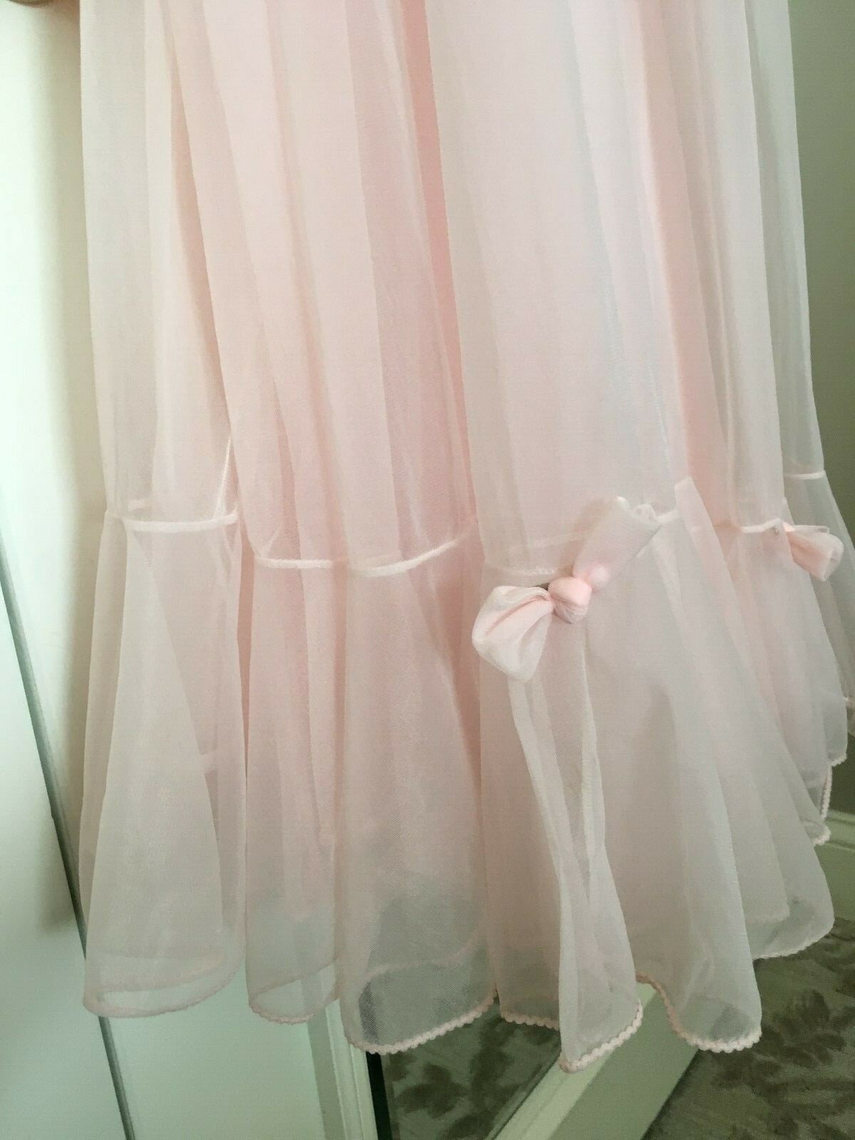 Vintage MISS ELAINE Robe Peignoir Night Gown Pink Chiffon Small – Medium