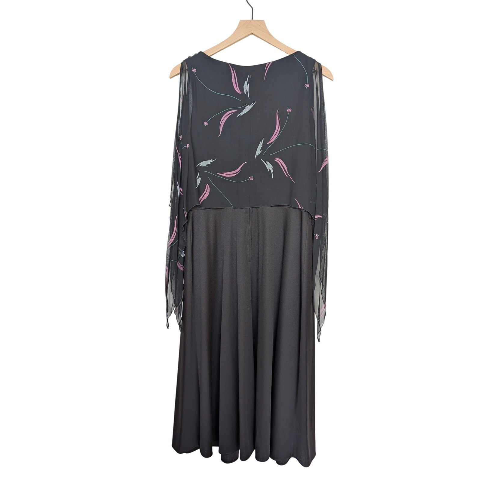 Vintage 70s Draped Disco Goddess Dress Sheer Overlay Evening Gown