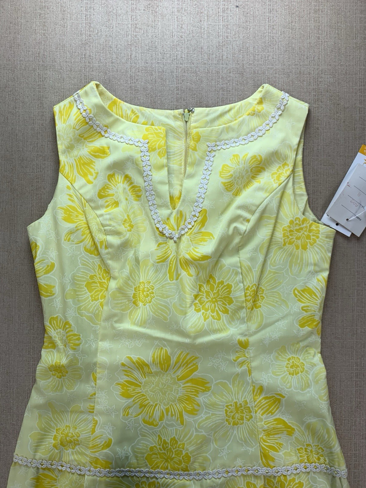 Vintage 1970s NWT Springmaid Yellow Floral High Neck Mini Sundress Size 8
