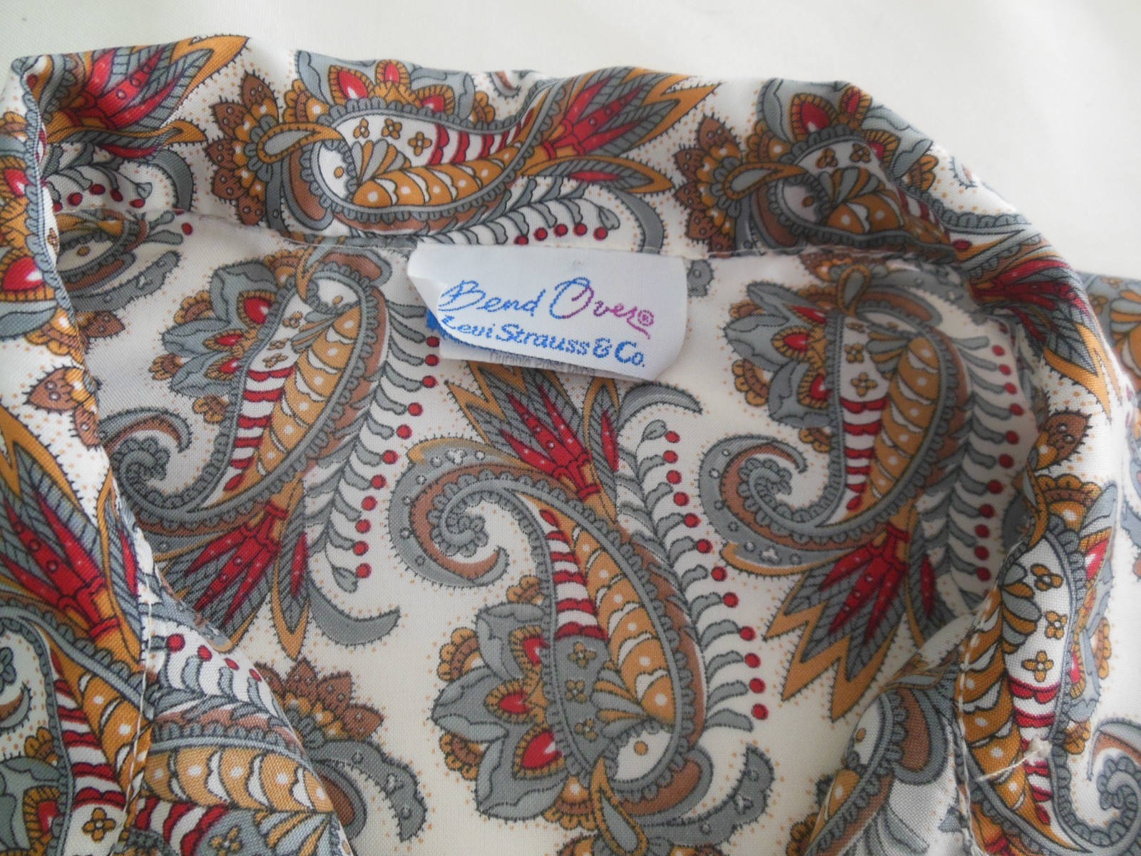Vintage Bend Over Levi Strauss Button Up Collared Blouse Womens Paisley *READ