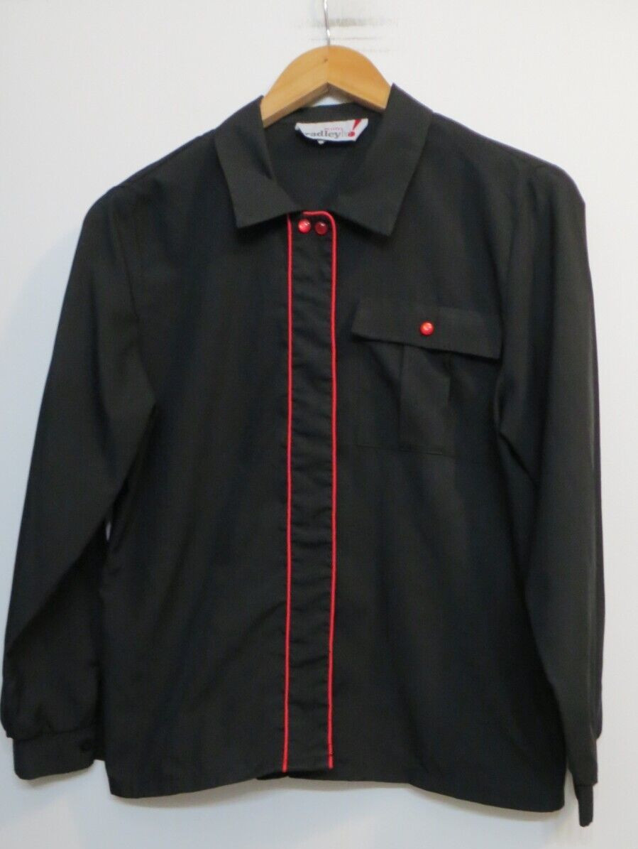 Vintage Bradley Ltd Shirt Womens Medium/Large Black Red Button Up Long Sleeve