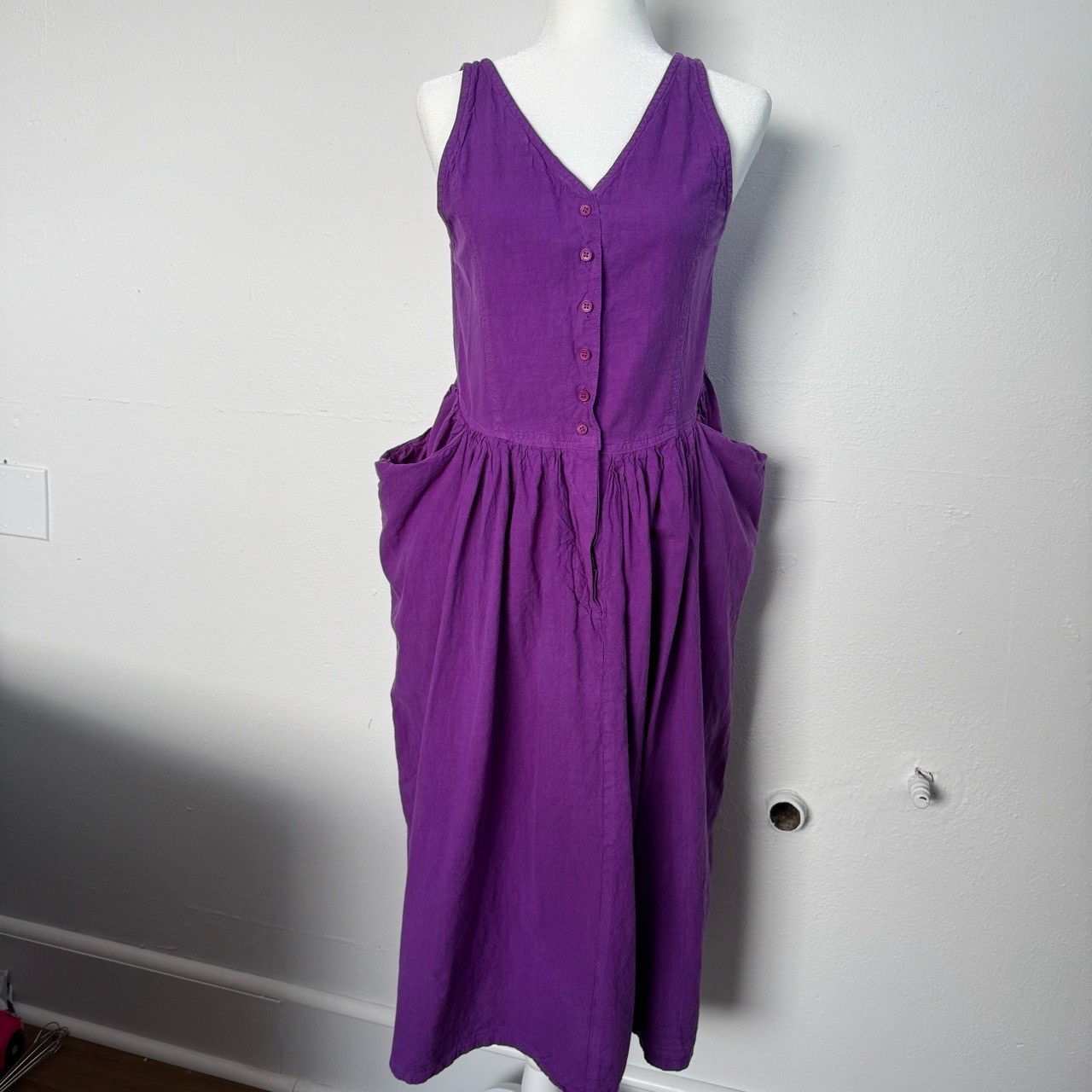 Vintage 90s Happy Legs Dress M Boho Lagenlook Purple Artsy Ren Fair Goblin Fairy