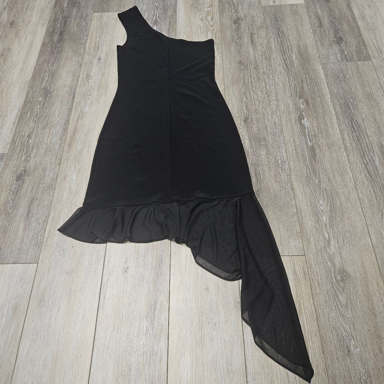 H.O.T. U.S.A. Vintage Y2K Black One Shoulder Mini Dress Ruffle Women’s Small