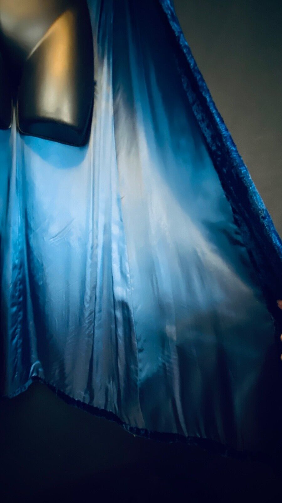 Vintage 1960s long blue crushed velvet jacket cobalt duster mod swing coat XS S