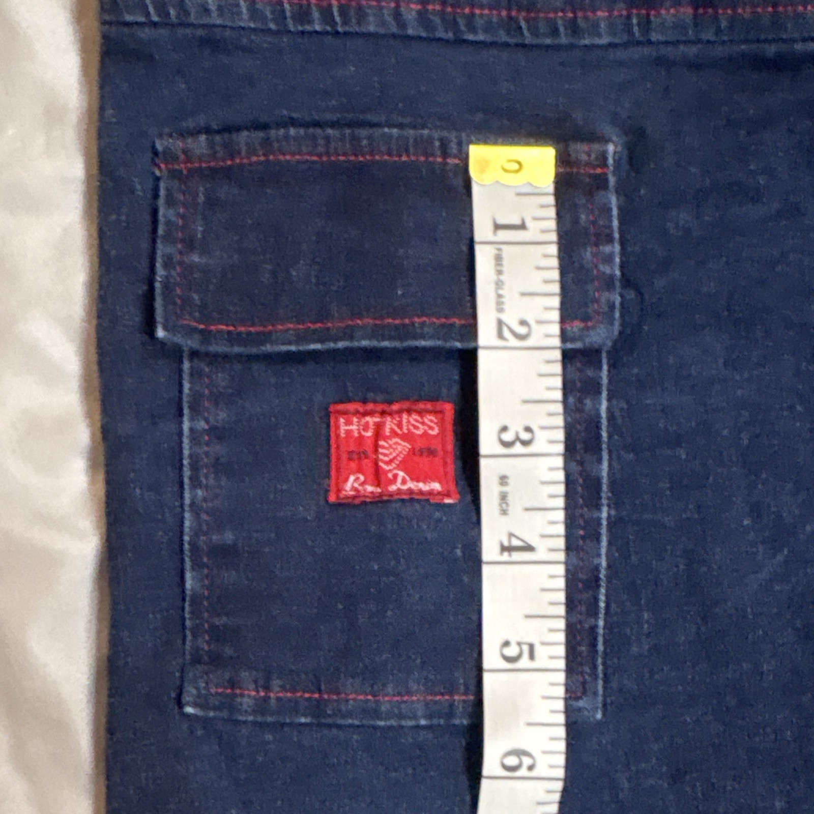 Vintage Y2K Hot Kiss Denim Skort Size 9 Cargo Mini Red Stitch Made USA 2000s 90s