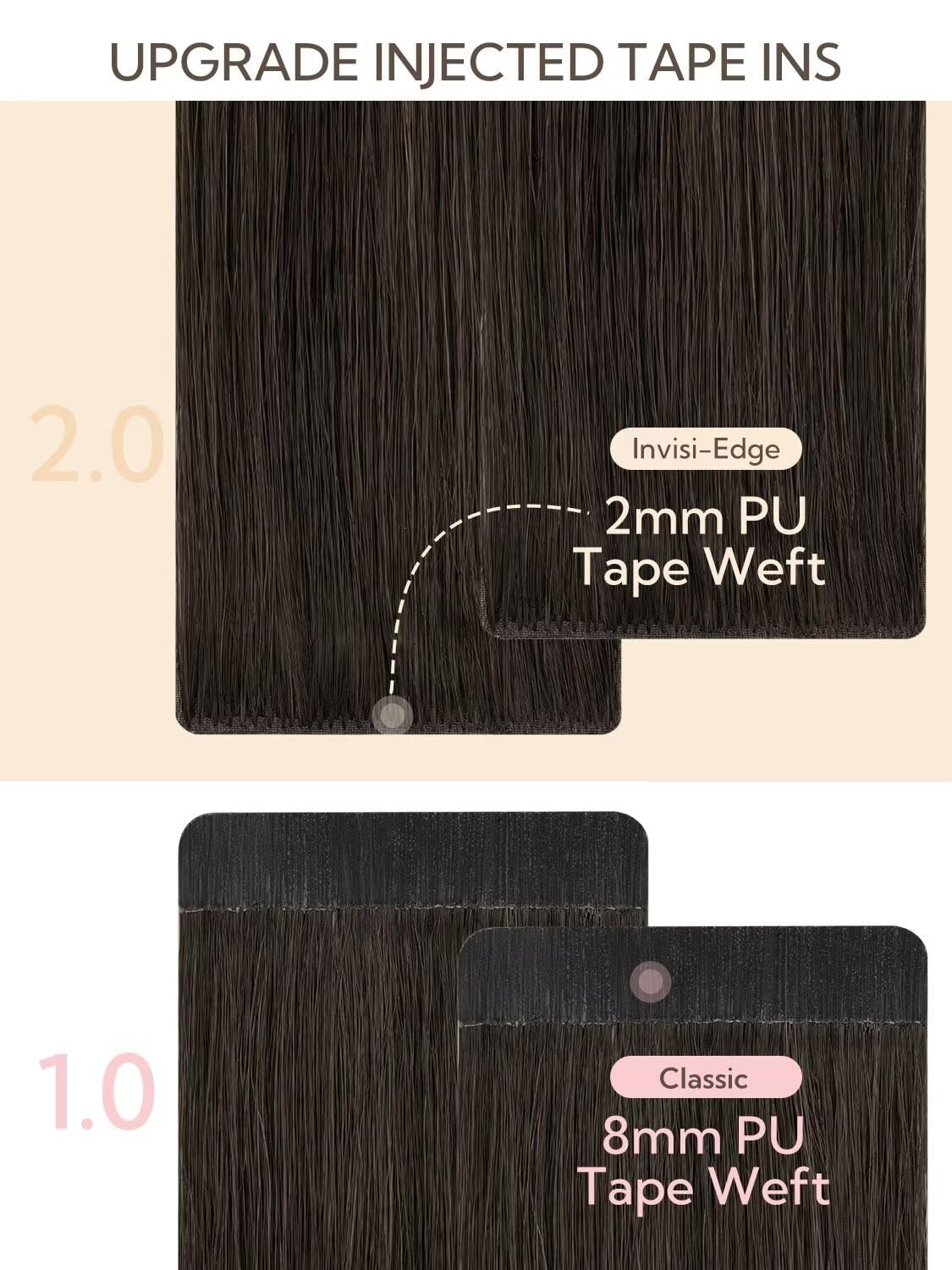 HOTBANANA Invisi Edge Tape in Hair Extensions Human Hair, 18inch 50g 10pcs Invis