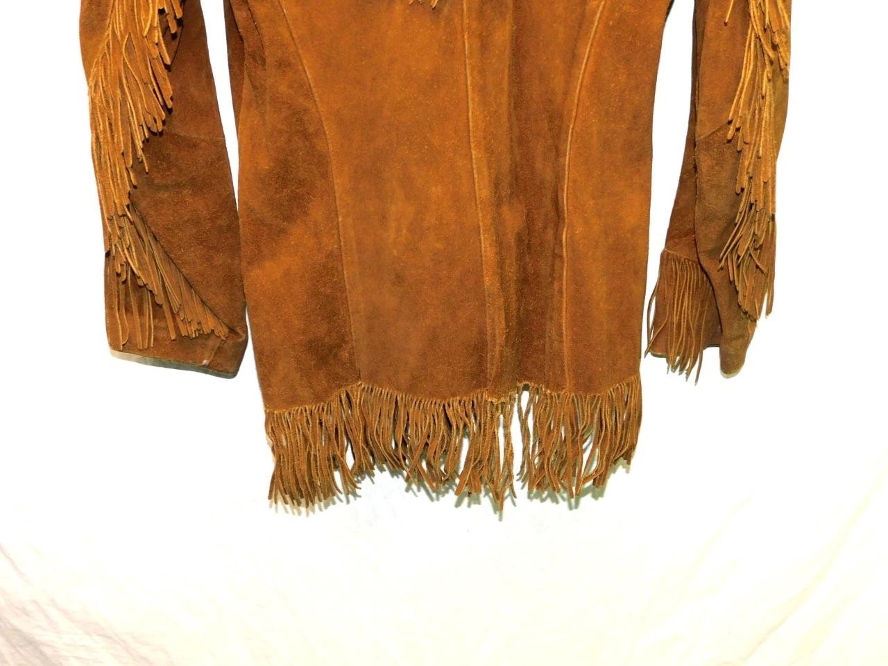 Vintage Pioneer Wear M Brown Suede Western Fringe Coat Woman Rockabilly Rodeo
