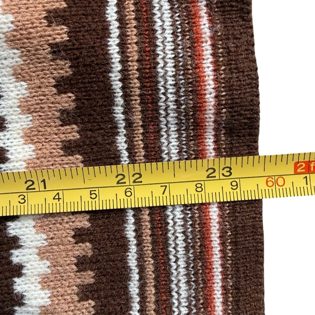 Vintage 70s Boho Brown Striped Sweater Size XS S Retro Unisex Cozy Classic