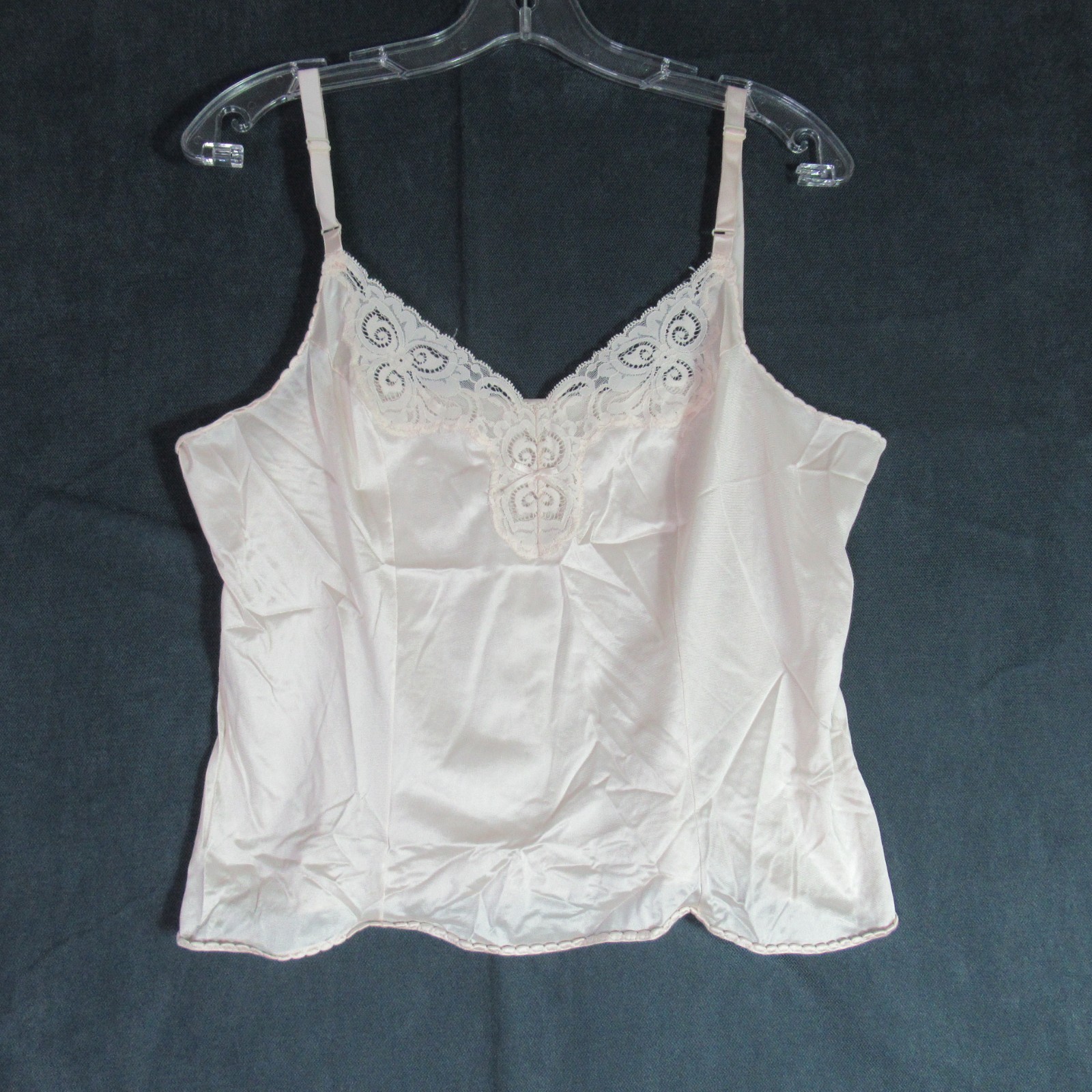 Vintage Bali Camisole Slip Womens Size 36 Pink Lace Lingerie Undergarment Satiny