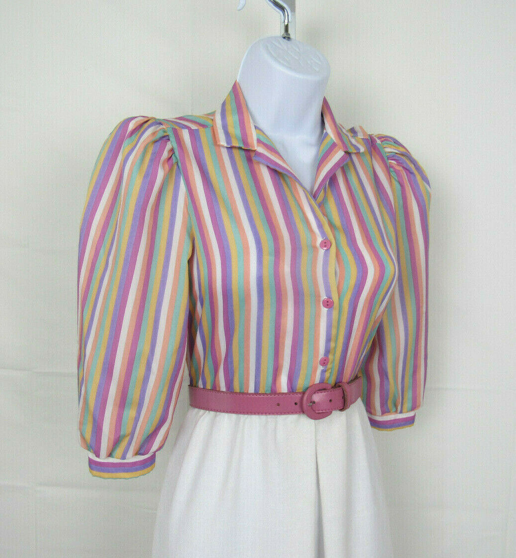 VTG 1960s 70s MOD TAURUS II SIZE 3-4 DRESS & BELT STRIPES COTTON POLY BLEND?