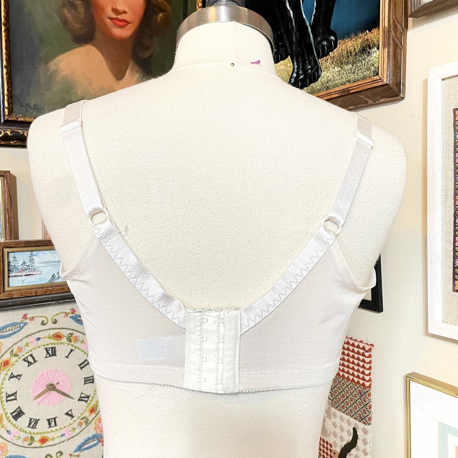 70s Vintage Jodee Beige Wide Band Bra with Lace Modesty Panel Size 40C