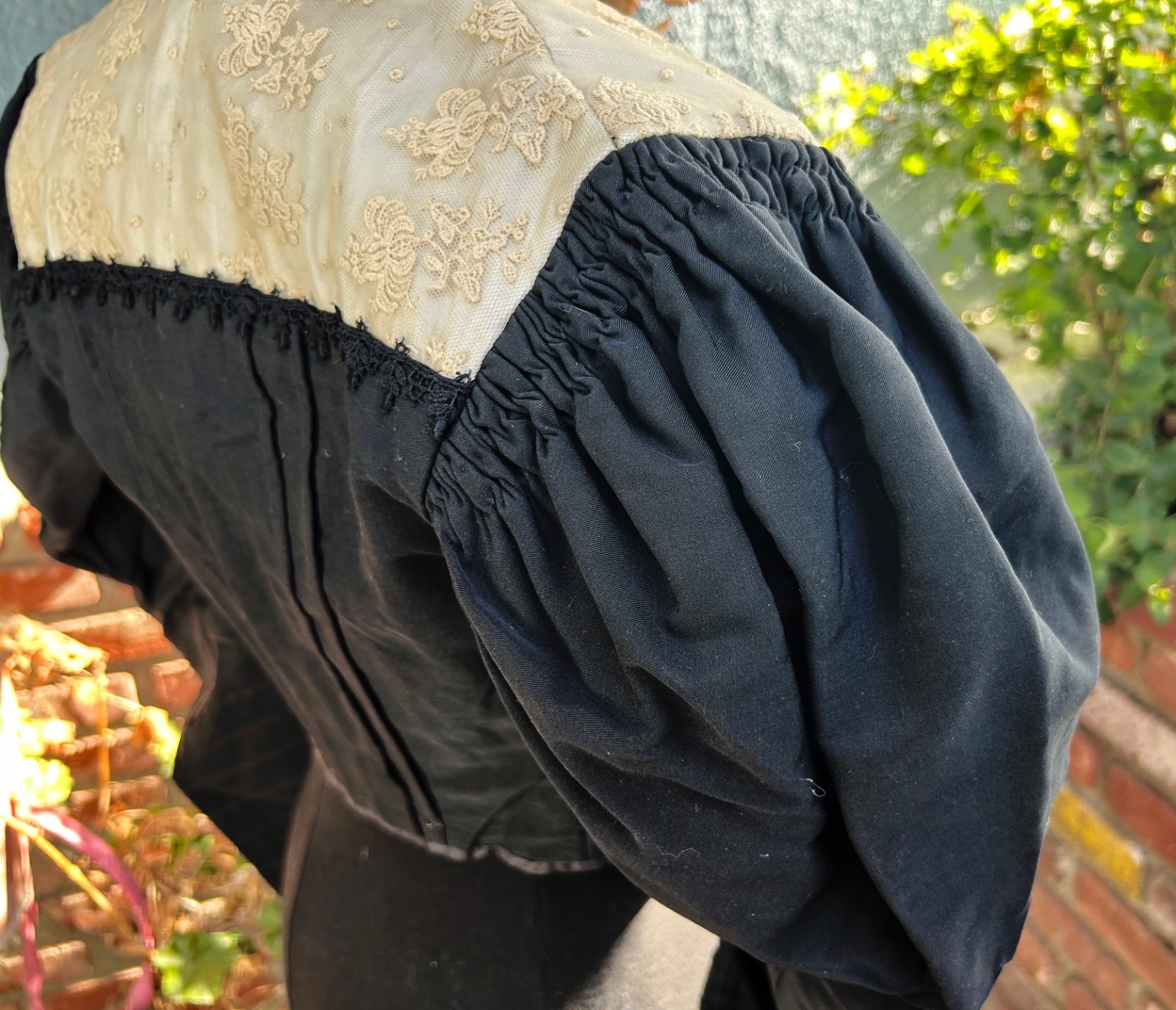 Antique Edwardian Black Lace Bodice Dress PRISTINE XXS Victorian Shirt Waist