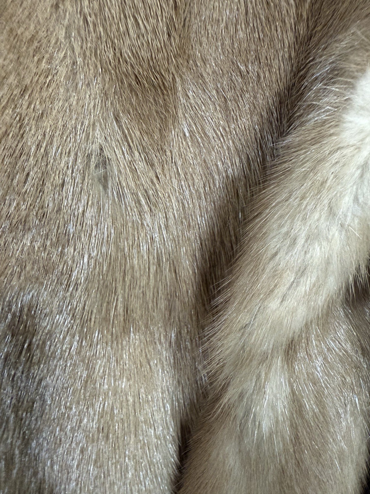 Vintage Genuine Fur Coat Honey Tan Shawl Collar Luxury Mink Style Jacket Women’s