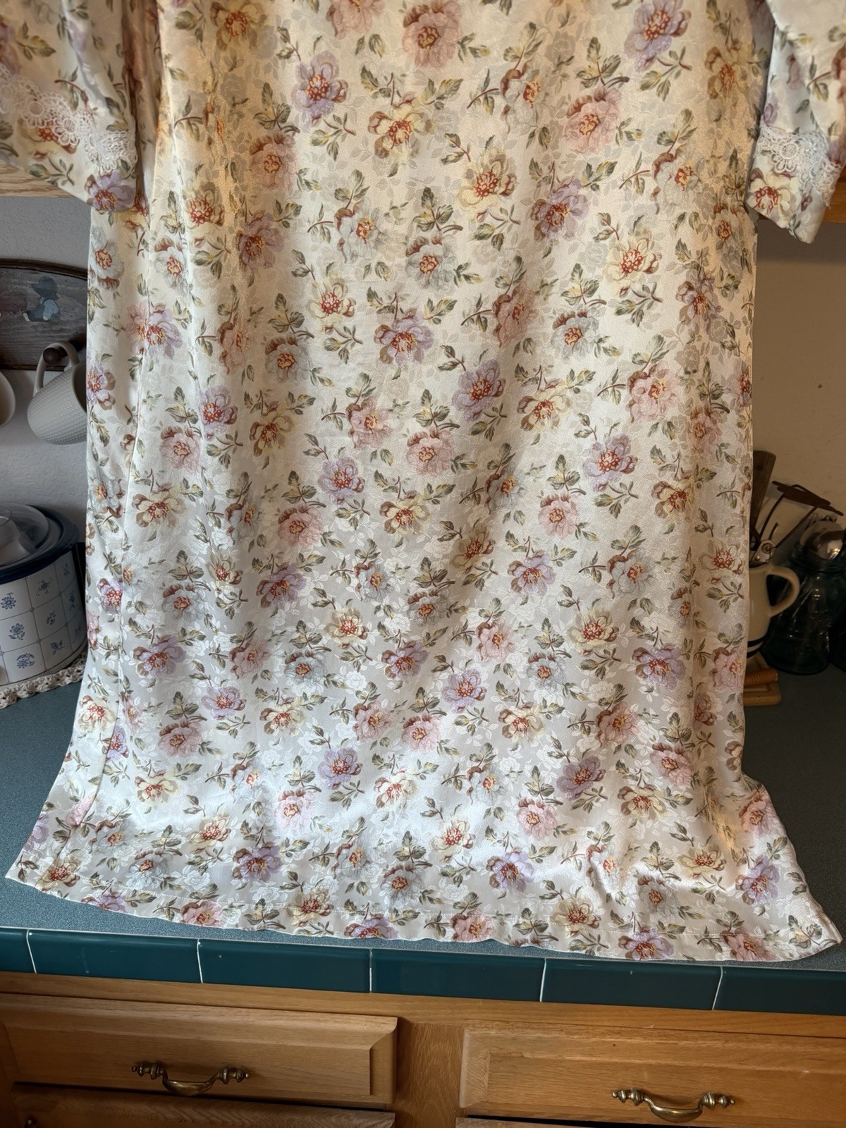 Vintage Christian Dior Long Satin Night Gown Robe