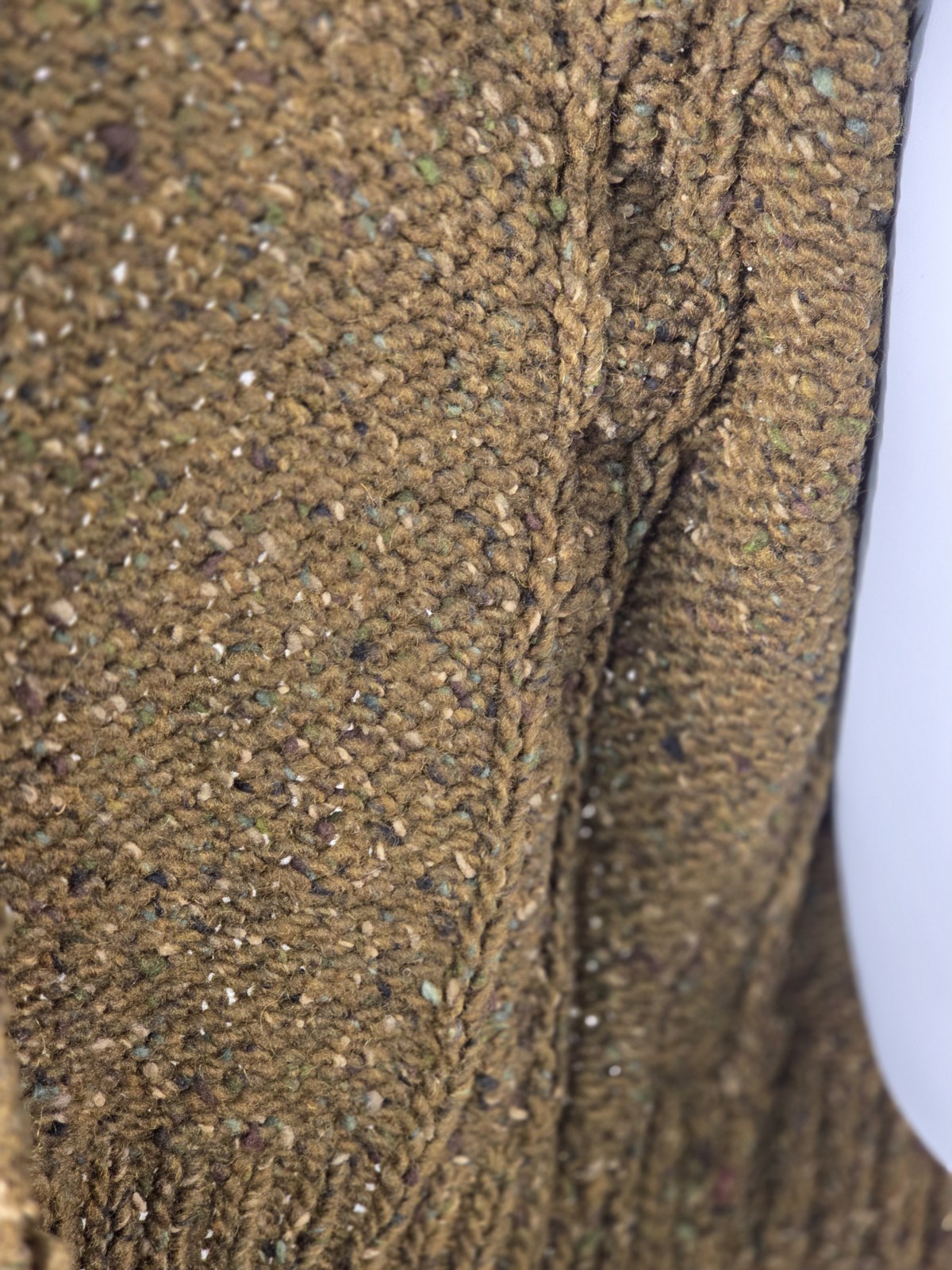 Vintage Women’s Perry Ellis Handknit Wool Belted Cardigan Olive Brown Size S
